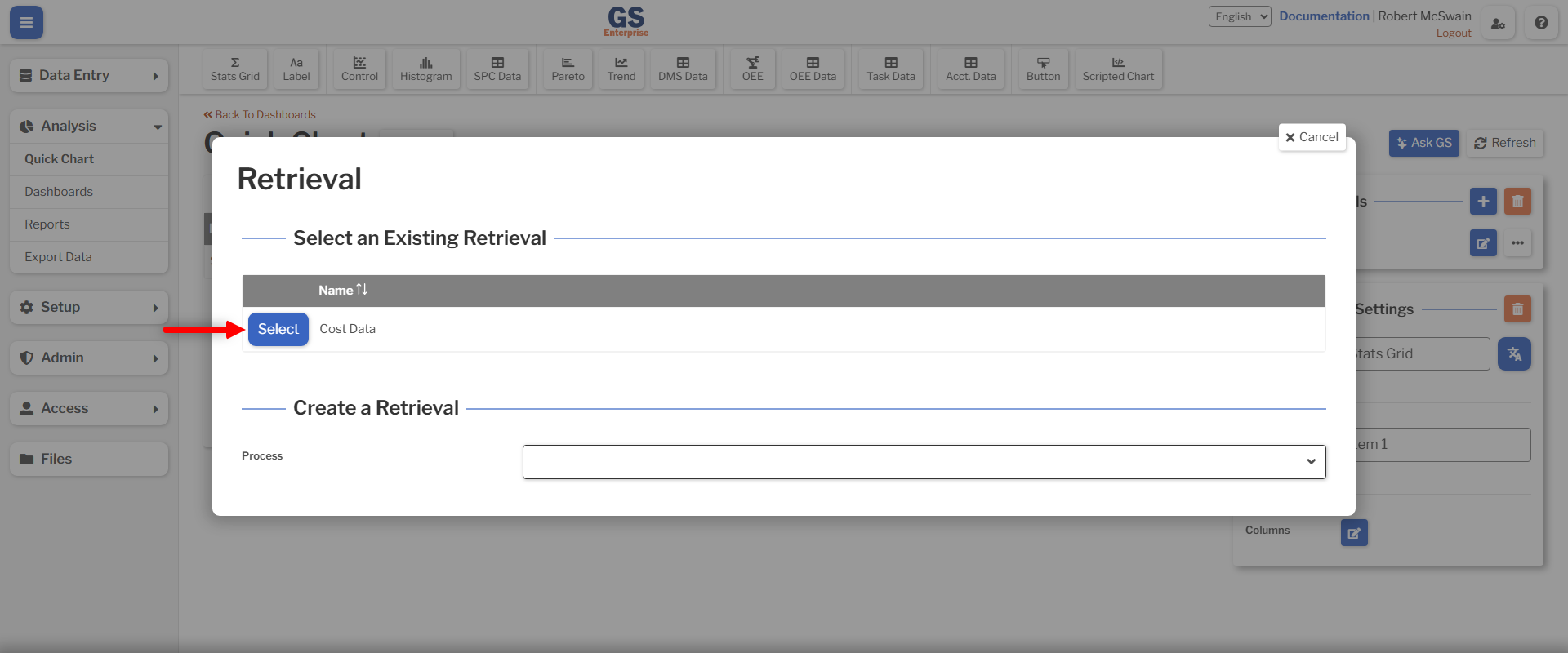 Select Retrieval Button Select Retrieval Button