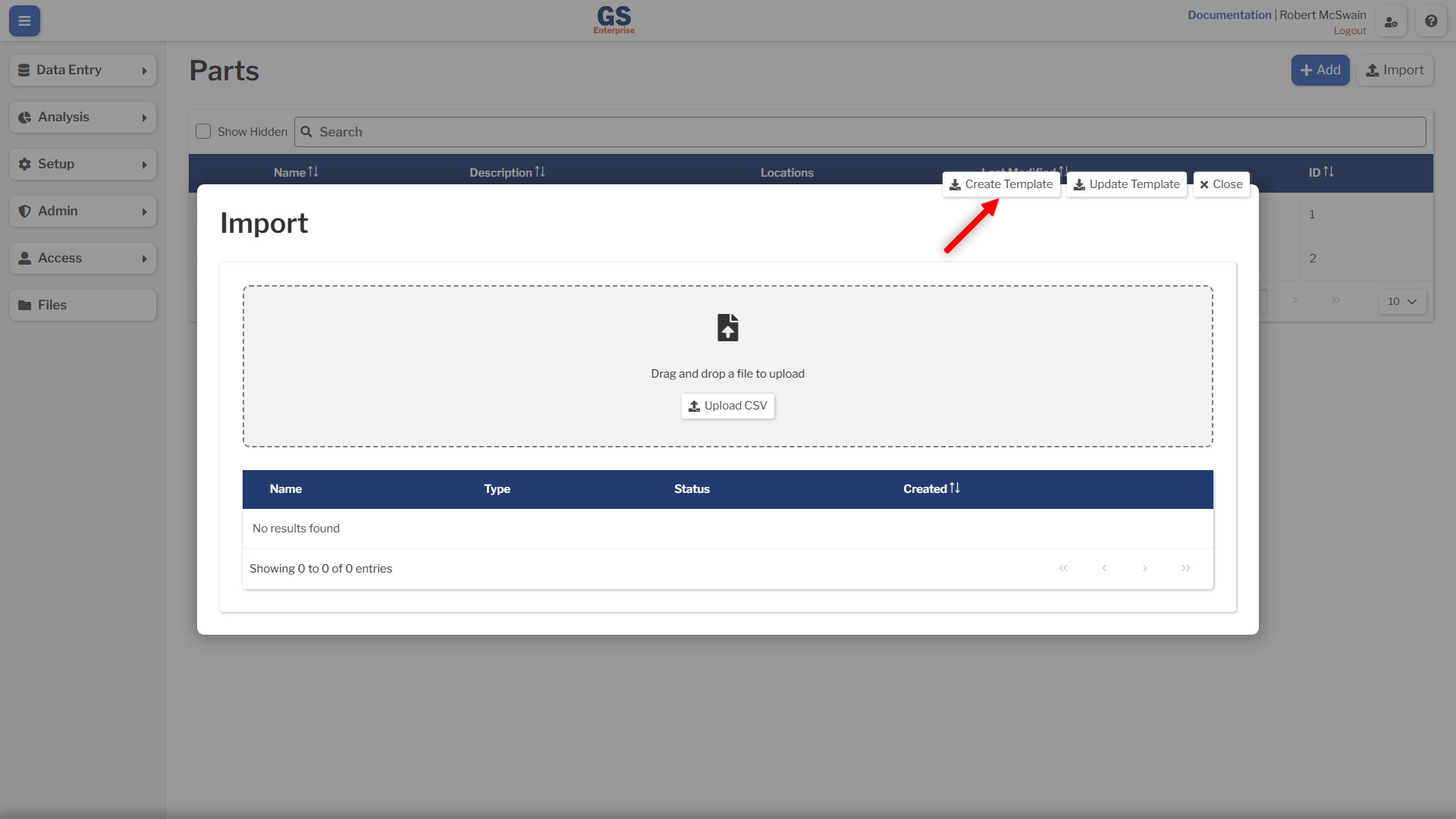 Create Template Button Create Template Button