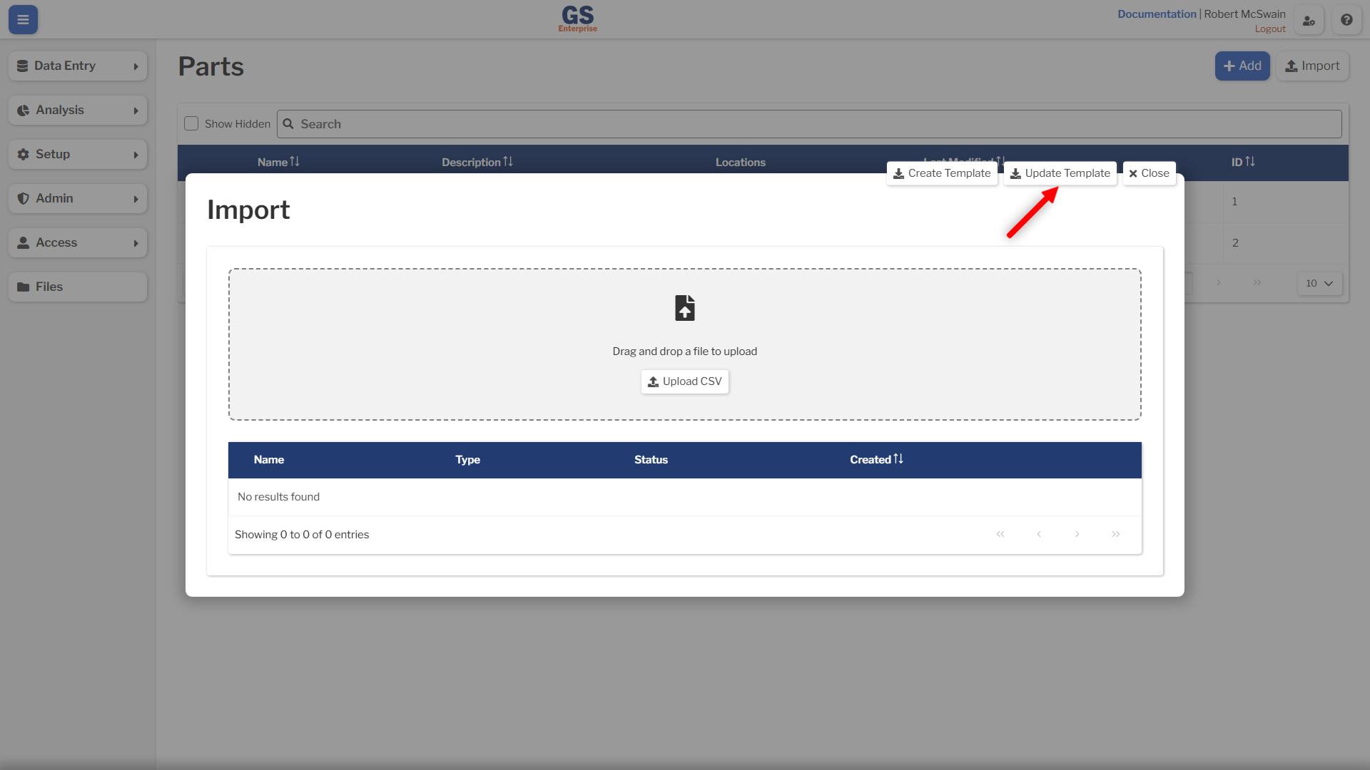 Update Template Button Update Template Button