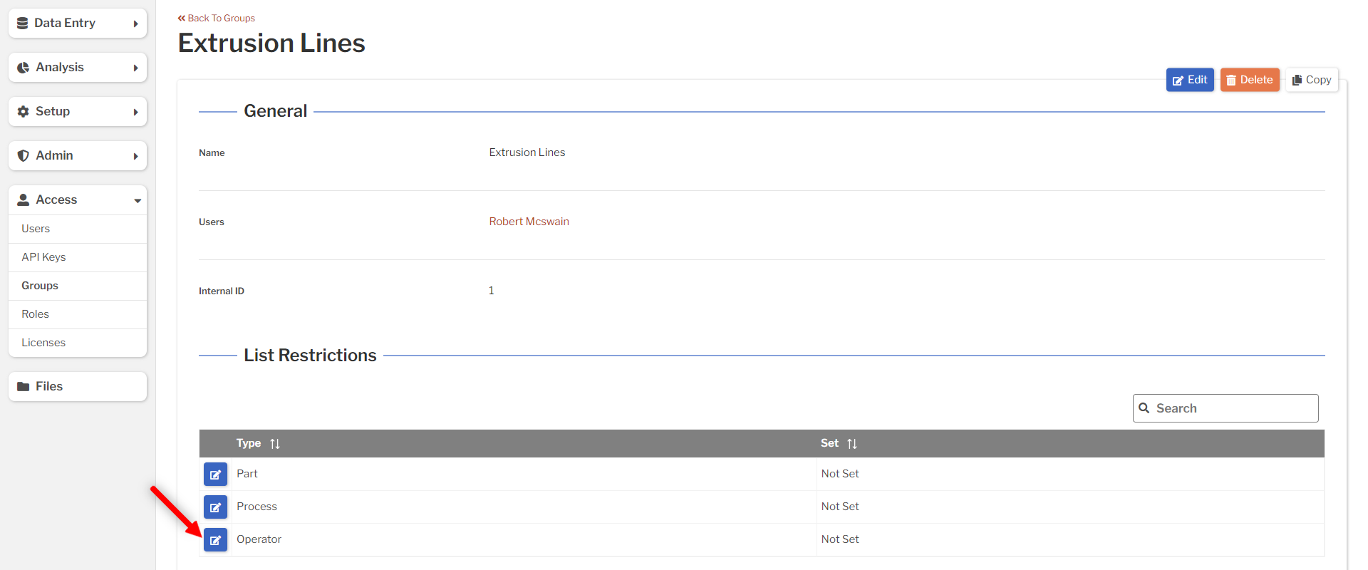 Edit List Restriction button Edit List Restriction button