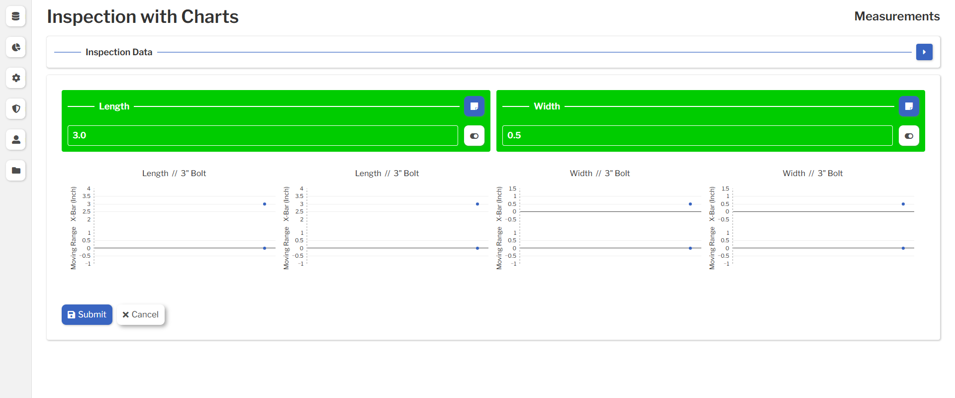 Chart Test Single Values An image showing a Chart Test with two simple, in-spec values