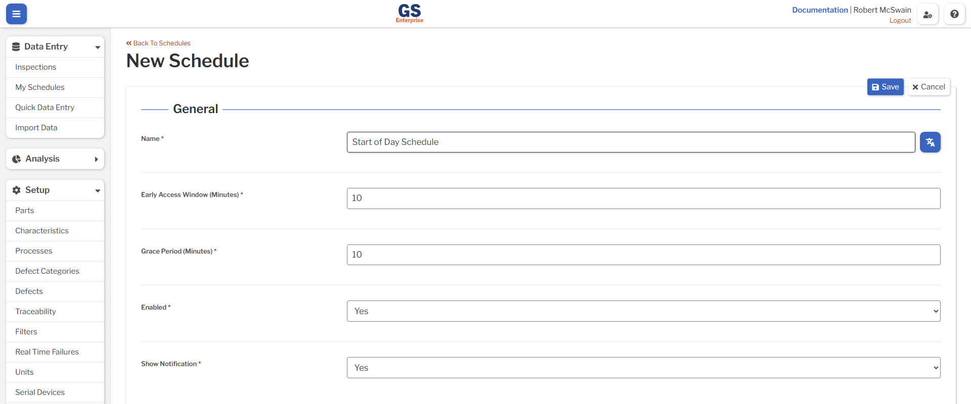 Schedule Create An image showing the schedule create form