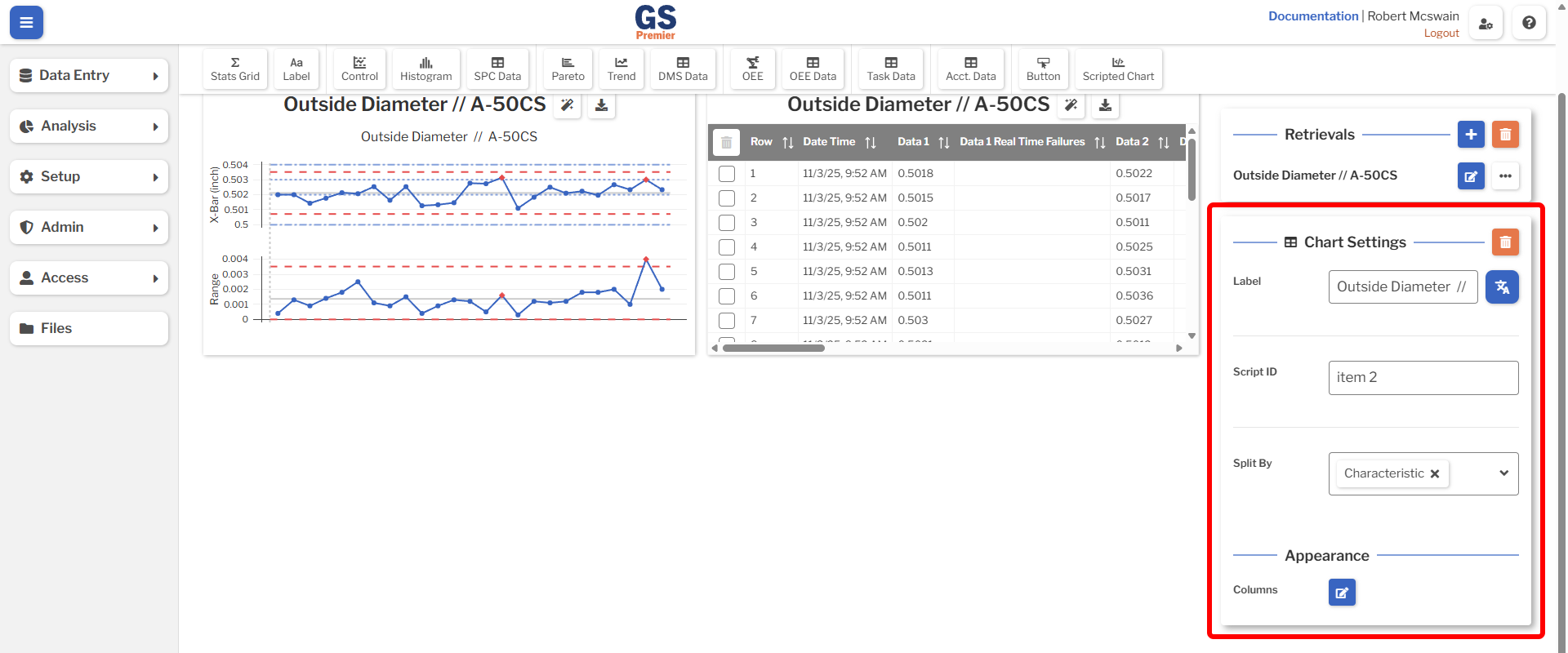 Dashboard Property Window Image showing the location of the property window in a Dashboad