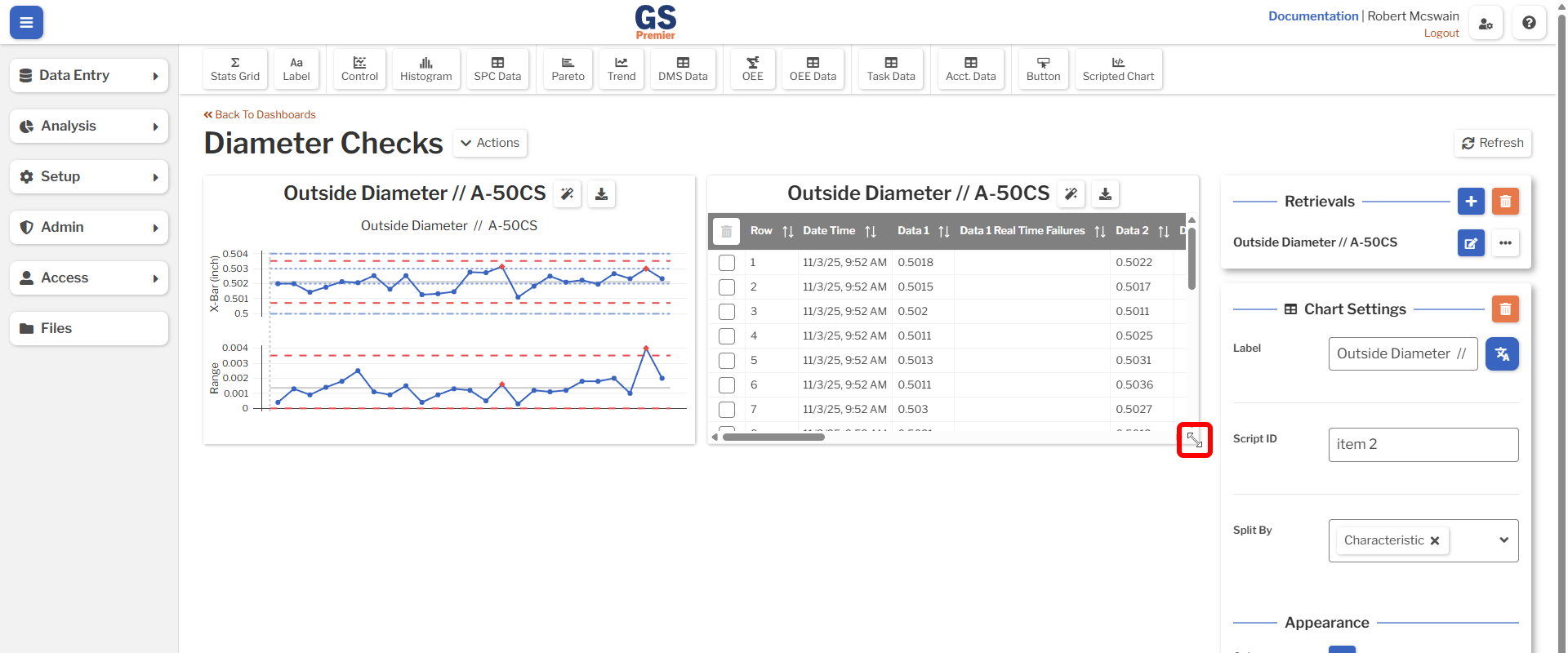 Dashboard Resize Image showing the location of the resize handles of a Dashboard